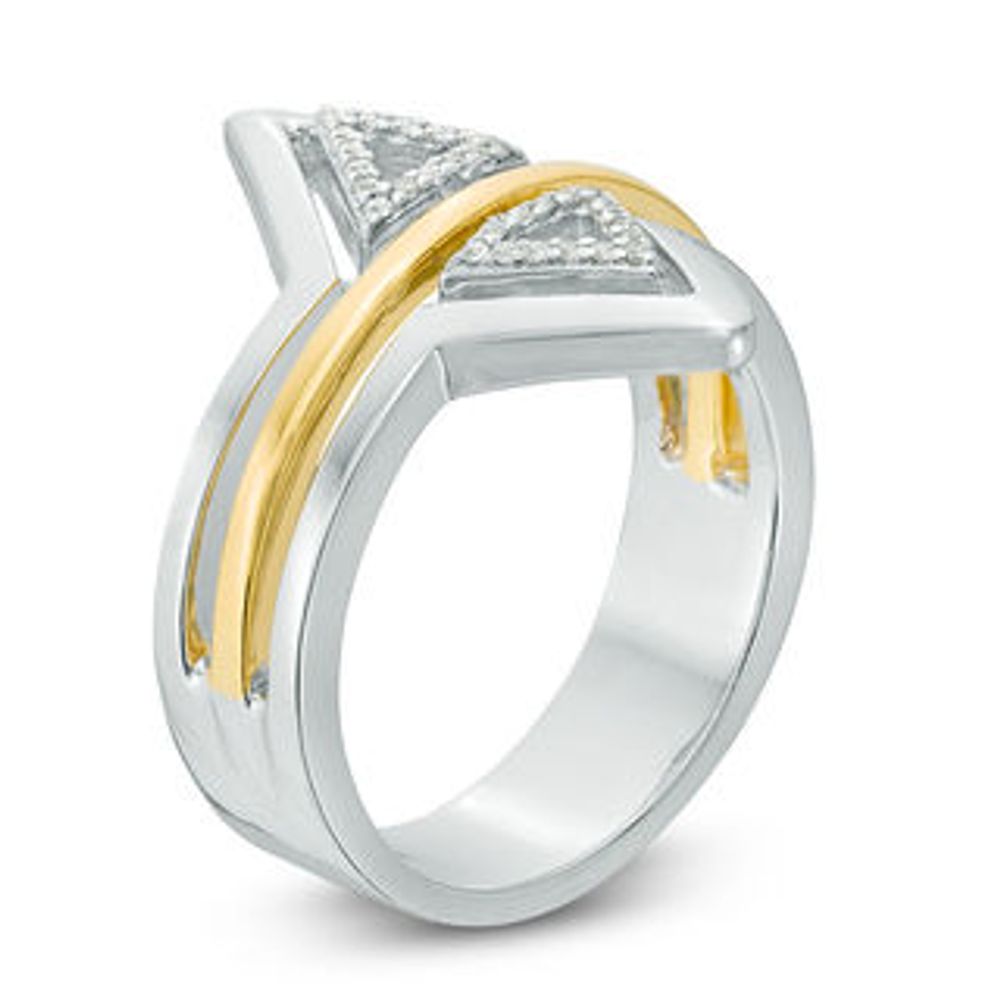 0.09 CT. T.W. Diamond Double Triangle Ring in Sterling Silver and 10K Gold|Peoples Jewellers