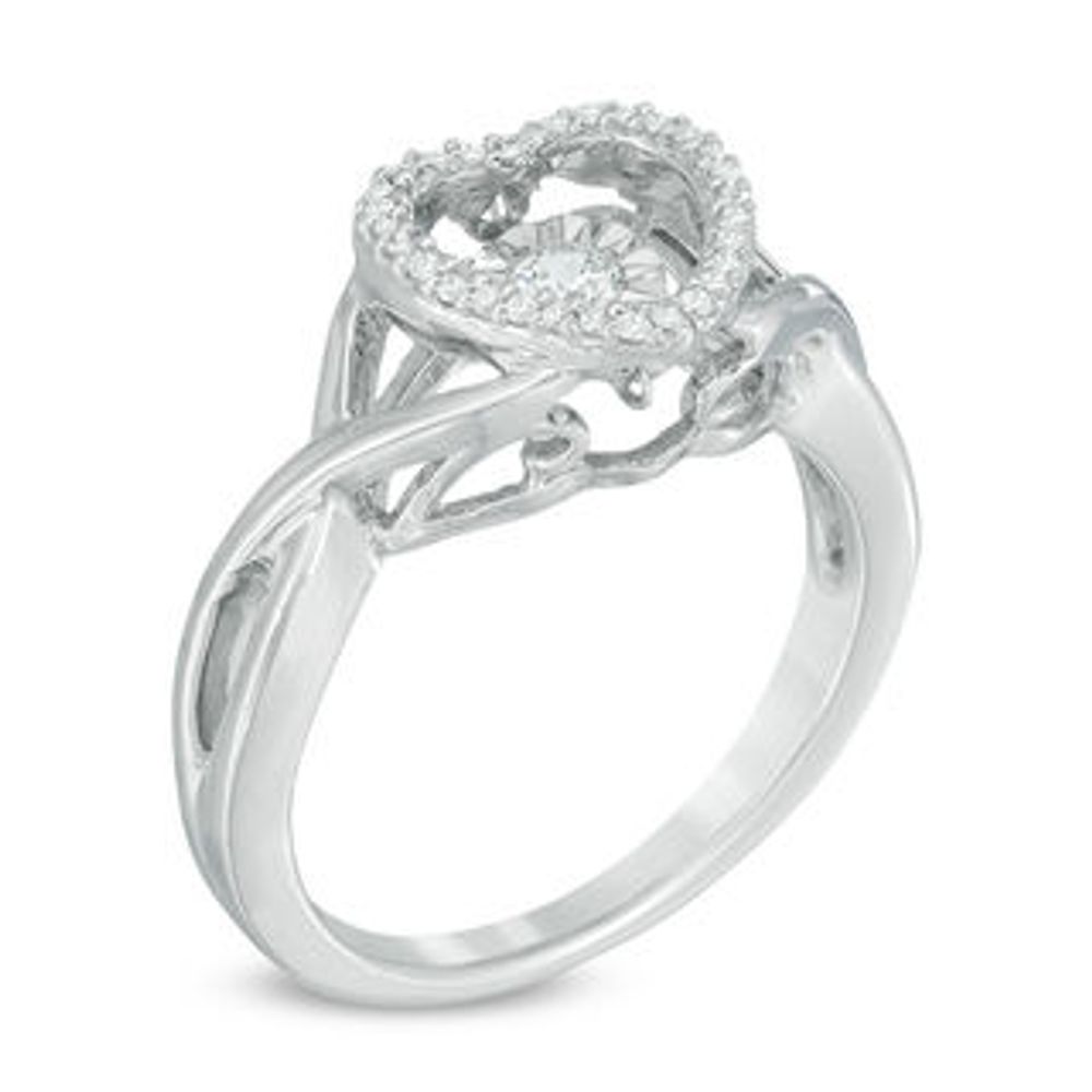 Unstoppable Love™ 0.11 CT. T.W. Diamond Heart Frame Twist Shank Ring in Sterling Silver|Peoples Jewellers