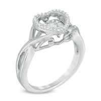 Unstoppable Love™ 0.11 CT. T.W. Diamond Heart Frame Twist Shank Ring in Sterling Silver|Peoples Jewellers