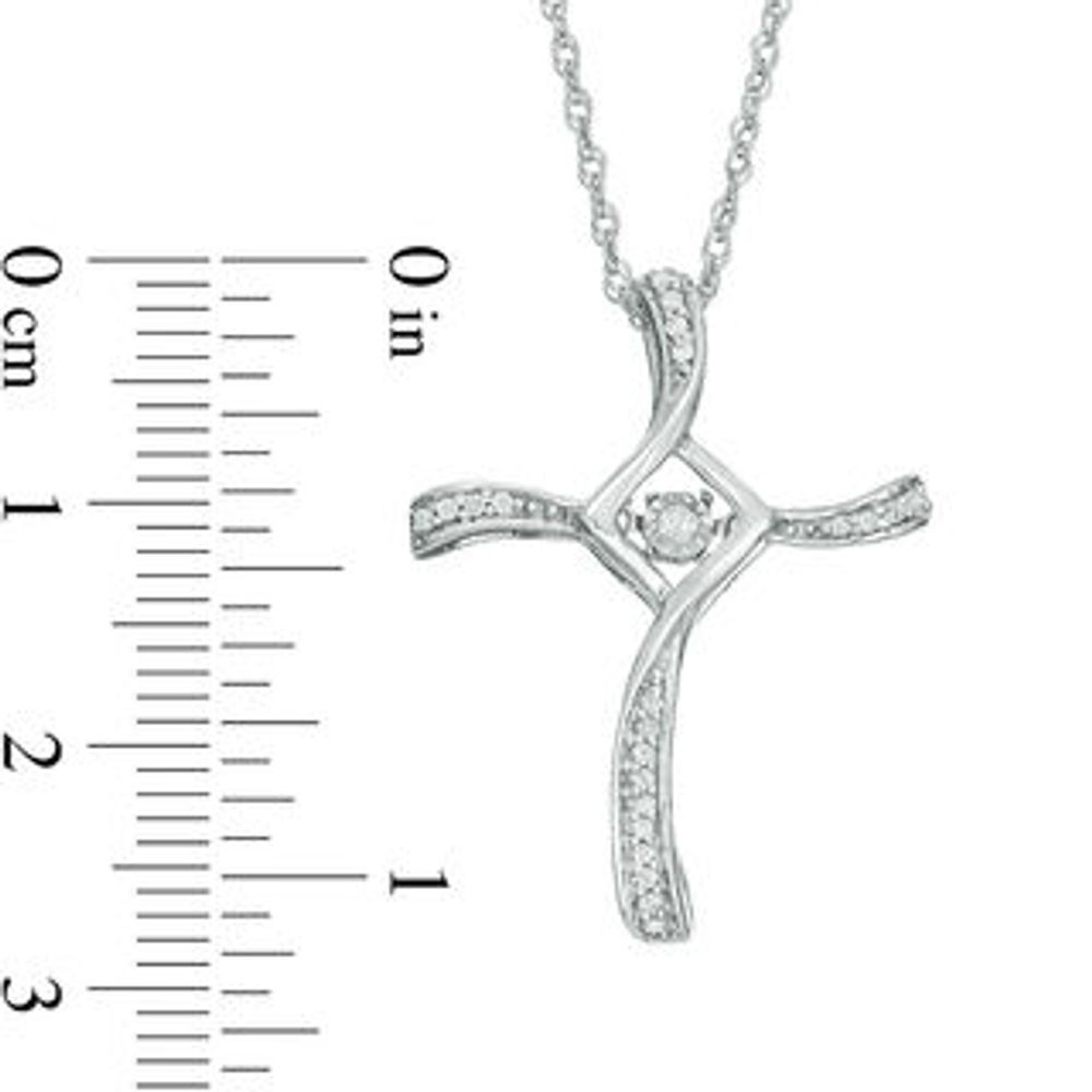 Unstoppable Love™ 0.11 CT. T.W. Diamond Swirl Cross Pendant in 10K White Gold|Peoples Jewellers