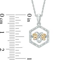 Unstoppable Love™ Diamond Accent Hexagon Frame Bee Pendant in Sterling Silver and 10K Gold|Peoples Jewellers