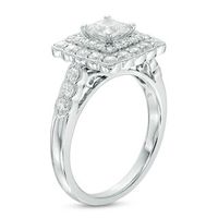 1.33 CT. T.W. Princess-Cut Diamond Scallop Frame Engagement Ring in 14K White Gold|Peoples Jewellers