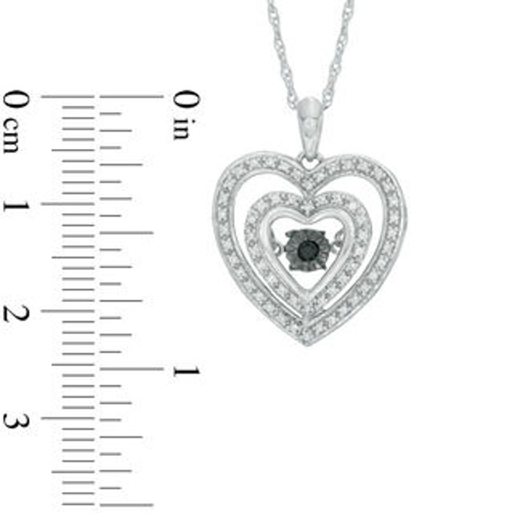 Unstoppable Love™ 0.18 CT. T.W. Enhanced Black and White Diamond Double Heart Pendant in 10K White Gold|Peoples Jewellers