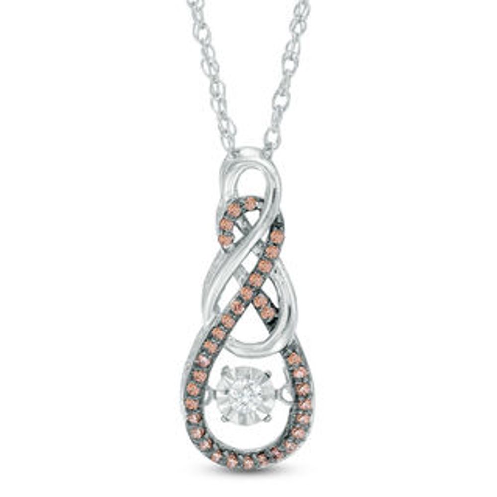 Unstoppable Love™ 0.18 CT. T.W. Enhanced Champagne and White Diamond Double Infinity Pendant in 10K White Gold|Peoples Jewellers