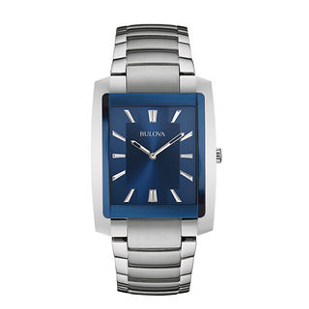 Men's Bulova Classic Watch with Rectangular Blue Dial (Model: 96A169)|Peoples Jewellers
