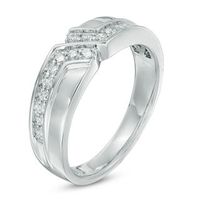Men's 0.33 CT. T.W. Diamond Slant Wedding Band in 10K White Gold|Peoples Jewellers
