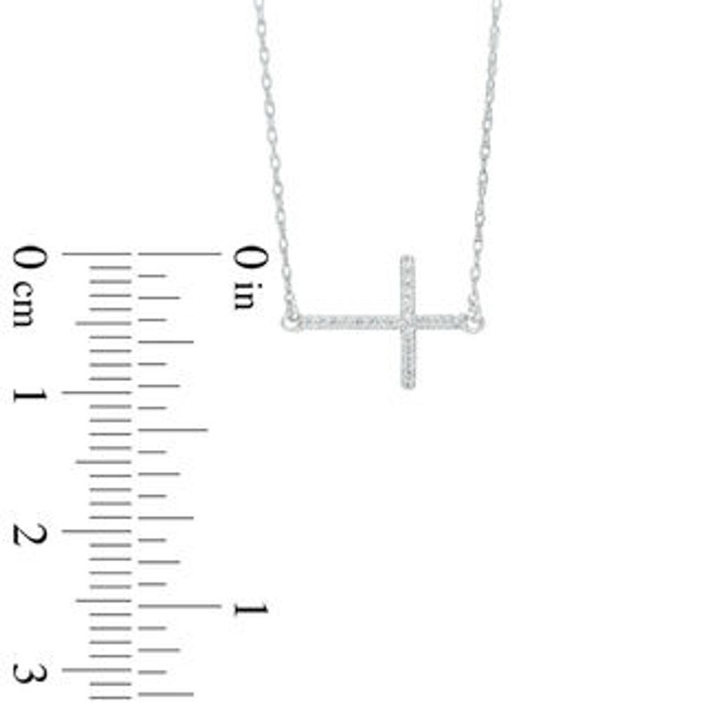 0.05 CT. T.W. Diamond Sideways Cross Necklace in 10K Gold|Peoples Jewellers