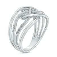0.11 CT. T.W. Diamond Layered Crossover Ring in Sterling Silver|Peoples Jewellers