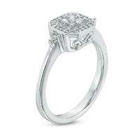 0.11 CT. T.W. Quad Diamond Octagonal Frame Promise Ring in Sterling Silver|Peoples Jewellers