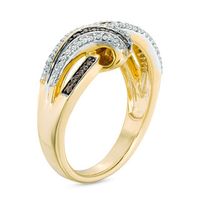 0.23 CT. T.W. Champagne and White Diamond Split Bypass Ring in 10K Gold|Peoples Jewellers