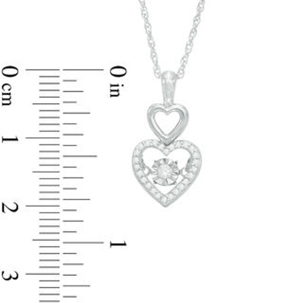 Unstoppable Love™ 0.15 CT. T.W. Diamond Linear Double Heart Pendant in Sterling Silver|Peoples Jewellers