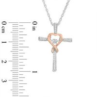 Unstoppable Love™ 0.12 CT. T.W. Diamond Heart Wrapped Cross Pendant in 10K Two-Tone Gold|Peoples Jewellers