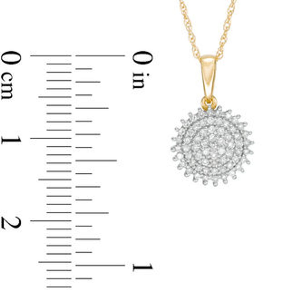 0.20 CT. T.W. Diamond Sunburst Pendant in 10K Gold|Peoples Jewellers