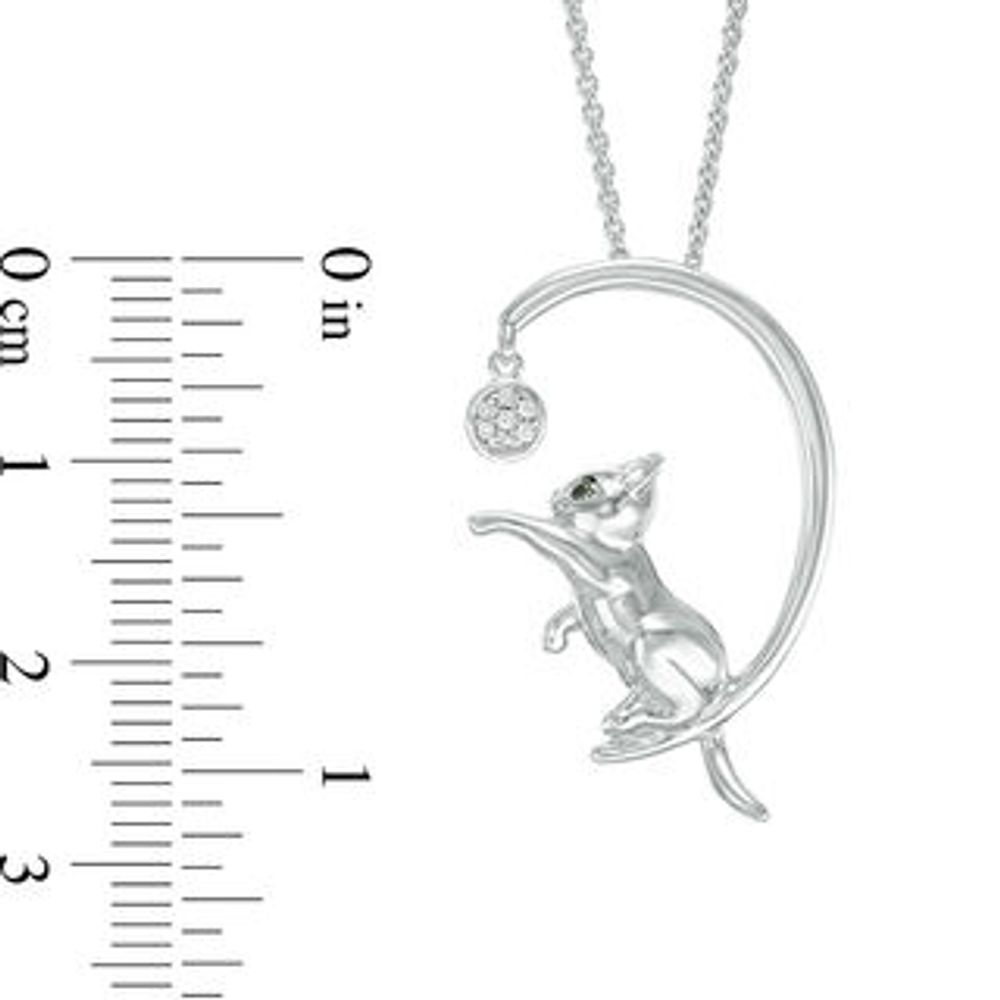 Enhanced Black and White Diamond Accent Kitten Moon Pendant in Sterling Silver|Peoples Jewellers