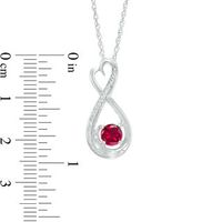 5.0mm Lab-Created Ruby and Diamond Accent Heart-Shaped Infinity Pendant in Sterling Silver|Peoples Jewellers