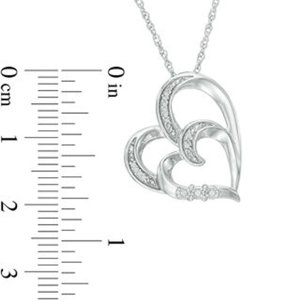Heart Pendant with a Diamond in Sterling Silver