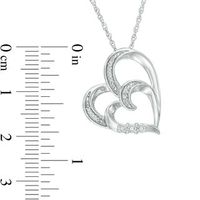 Diamond Accent Tilted Double Heart Pendant in Sterling Silver|Peoples Jewellers