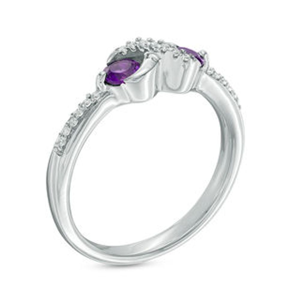 Amethyst and Diamond Accent "X" Ring in Sterling Silver|Peoples Jewellers