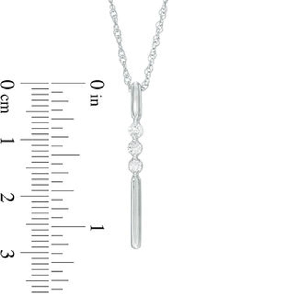 Lab-Created White Sapphire Linear Three Stone Bar Pendant in Sterling Silver|Peoples Jewellers