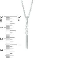 Lab-Created White Sapphire Linear Three Stone Bar Pendant in Sterling Silver|Peoples Jewellers