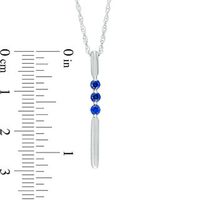 Lab-Created Blue Sapphire Linear Three Stone Bar Pendant in Sterling Silver|Peoples Jewellers