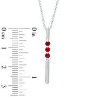 Lab-Created Ruby Linear Three Stone Bar Pendant in Sterling Silver|Peoples Jewellers