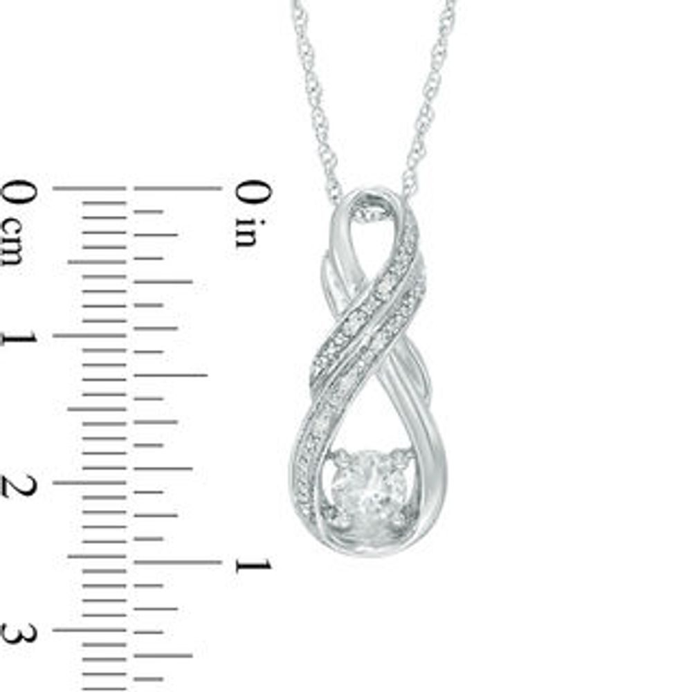 5.0mm Lab-Created Sapphire and Diamond Accent Double Row Infinity Pendant in Sterling Silver|Peoples Jewellers