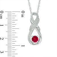 5.0mm Lab-Created Ruby and Diamond Accent Double Row Infinity Pendant in Sterling Silver|Peoples Jewellers