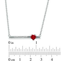 5.0mm Heart-Shaped Lab-Created Ruby and Diamond Accent Bar Necklace in Sterling Silver|Peoples Jewellers