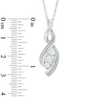 Lab-Created White Sapphire and Diamond Accent Cascading Three Stone Pendant in Sterling Silver|Peoples Jewellers