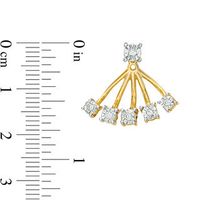 0.15 CT. T.W. Diamond Fan Front/Back Earrings in Sterling Silver with 14K Gold Plate|Peoples Jewellers