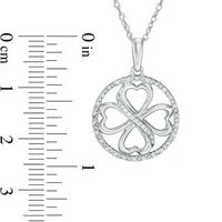 0.09 CT. T.W. Diamond Heart-Shaped Four Leaf Clover Circle Pendant in Sterling Silver|Peoples Jewellers