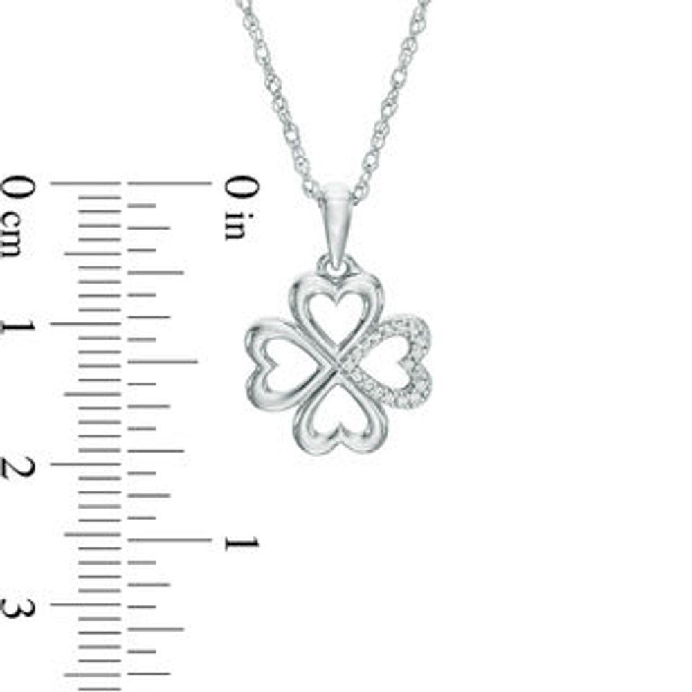 Diamond Accent Heart-Shaped Four Leaf Clover Pendant in Sterling Silver|Peoples Jewellers