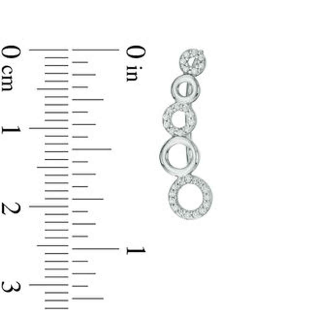 0.18 CT. T.W. Diamond Alternating Circle Crawler Earrings in Sterling Silver|Peoples Jewellers