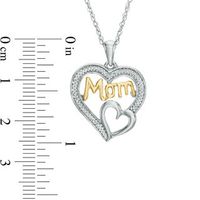 0.11 CT. T.W. Diamond "Mom" Double Heart Pendant in Sterling Silver and 10K Gold|Peoples Jewellers