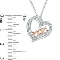 0.07 CT. T.W, Diamond "MOM" Heart Pendant in Sterling Silver and 10K Rose Gold|Peoples Jewellers