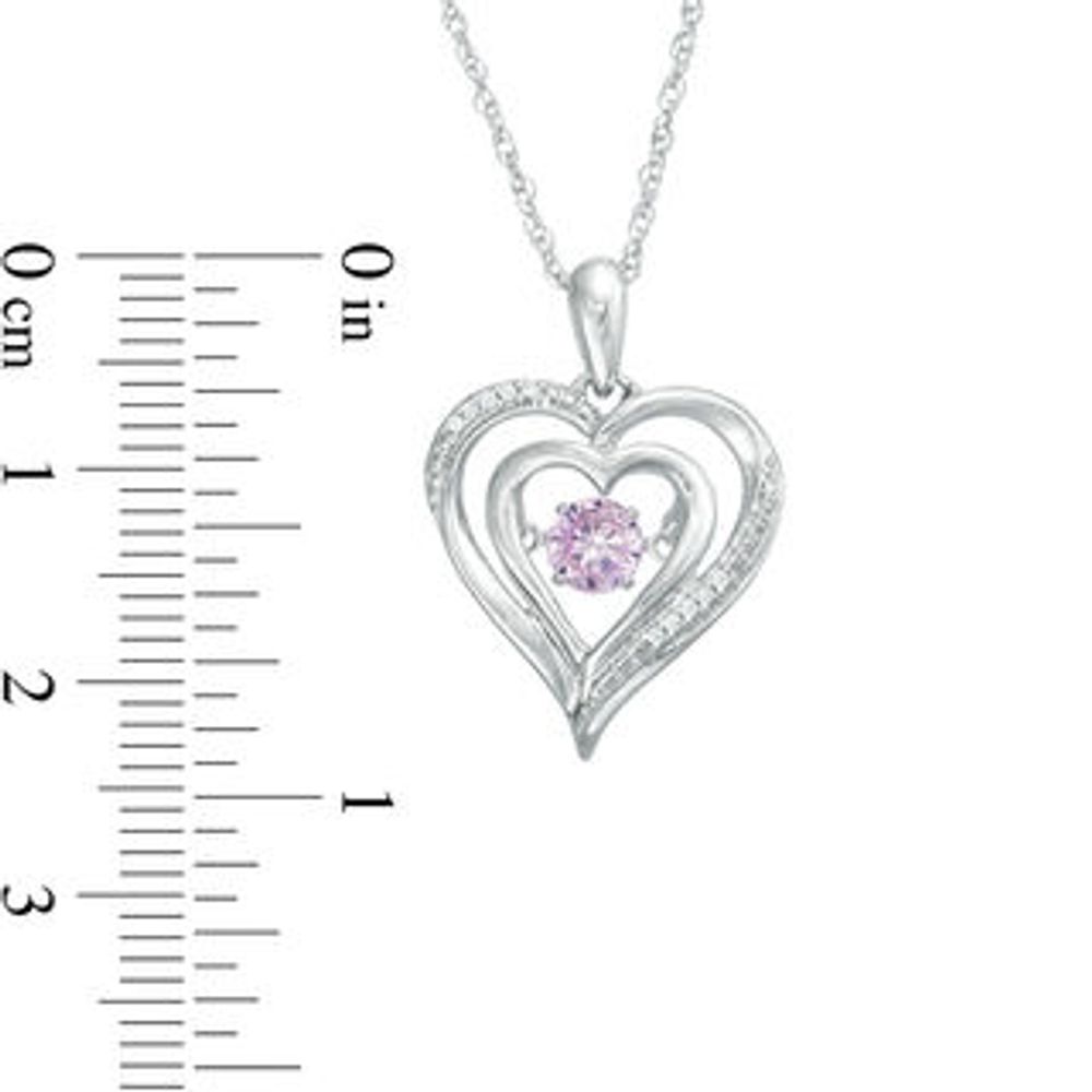 Unstoppable Love™ 4.4mm Lab-Created Pink Sapphire and Diamond Accent Double Heart Pendant in Sterling Silver|Peoples Jewellers