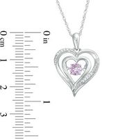 Unstoppable Love™ 4.4mm Lab-Created Pink Sapphire and Diamond Accent Double Heart Pendant in Sterling Silver|Peoples Jewellers