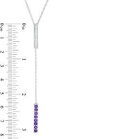 Amethyst and Lab-Created White Sapphire Double Bar Lariat-Style Necklace in Sterling Silver|Peoples Jewellers