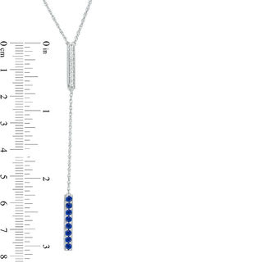 Lab-Created Blue and White Sapphire Double Bar Lariat-Style Necklace in Sterling Silver|Peoples Jewellers