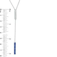 Lab-Created Blue and White Sapphire Double Bar Lariat-Style Necklace in Sterling Silver|Peoples Jewellers