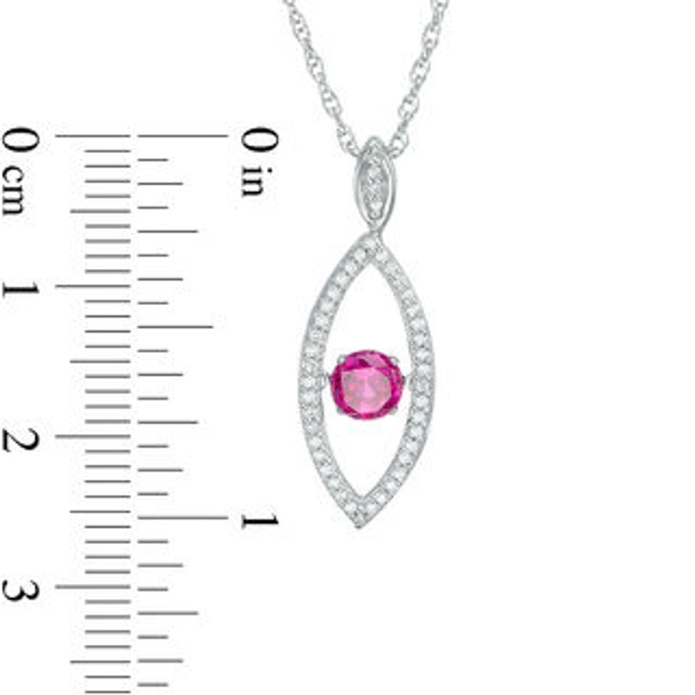 Unstoppable Love™ 4.8mm Lab-Created Ruby and 0.15 CT. T.W. Diamond Marquise Pendant in Sterling Silver|Peoples Jewellers