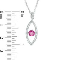 Unstoppable Love™ 4.8mm Lab-Created Ruby and 0.15 CT. T.W. Diamond Marquise Pendant in Sterling Silver|Peoples Jewellers