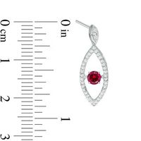 Unstoppable Love™ Lab-Created Ruby and 0.18 CT. T.W. Diamond Marquise Drop Earrings in Sterling Silver|Peoples Jewellers