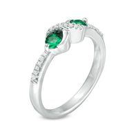 Lab-Created Emerald and Diamond Accent Infinity Ring in Sterling Silver|Peoples Jewellers