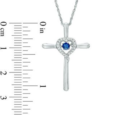 Unstoppable Love™ Lab-Created Blue and White Sapphire Heart Frame Cross Pendant in Sterling Silver|Peoples Jewellers