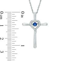 Unstoppable Love™ Lab-Created Blue and White Sapphire Heart Frame Cross Pendant in Sterling Silver|Peoples Jewellers