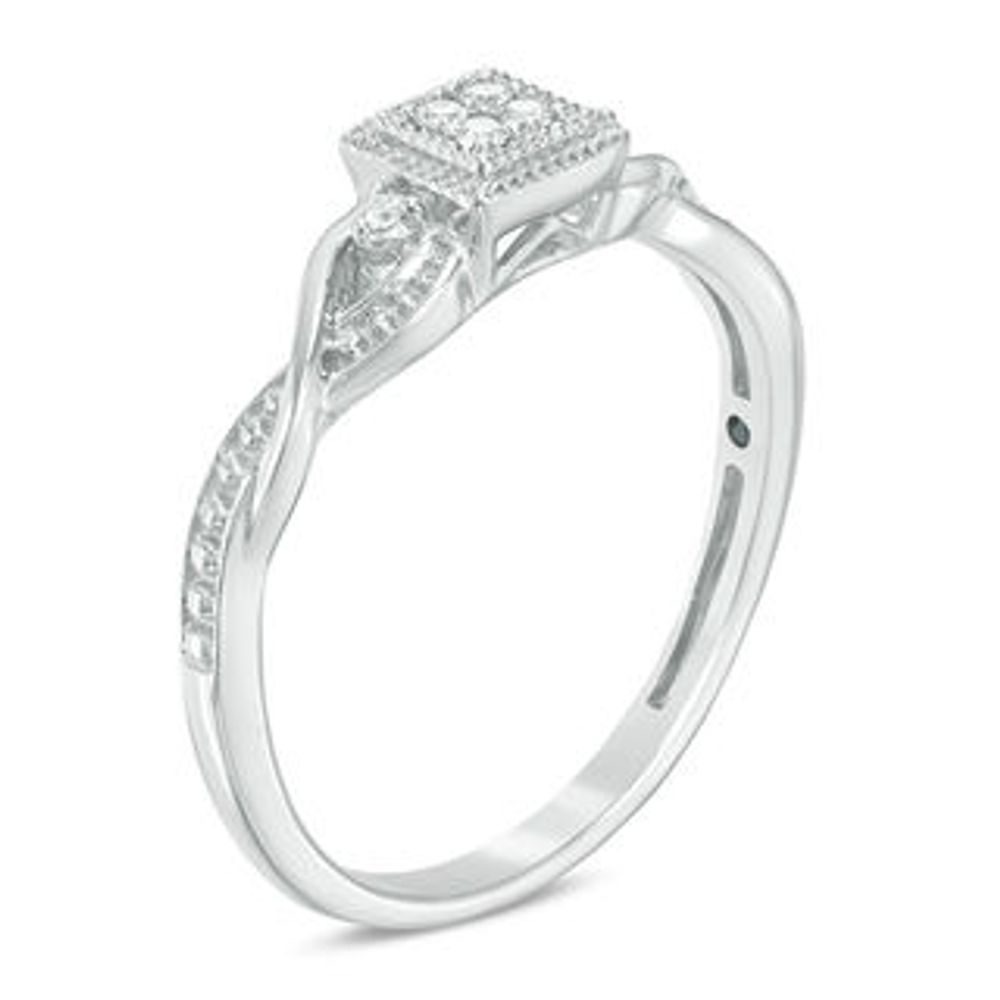 0.04 CT. T.W. Diamond Vintage-Style Promise Ring in Sterling Silver|Peoples Jewellers