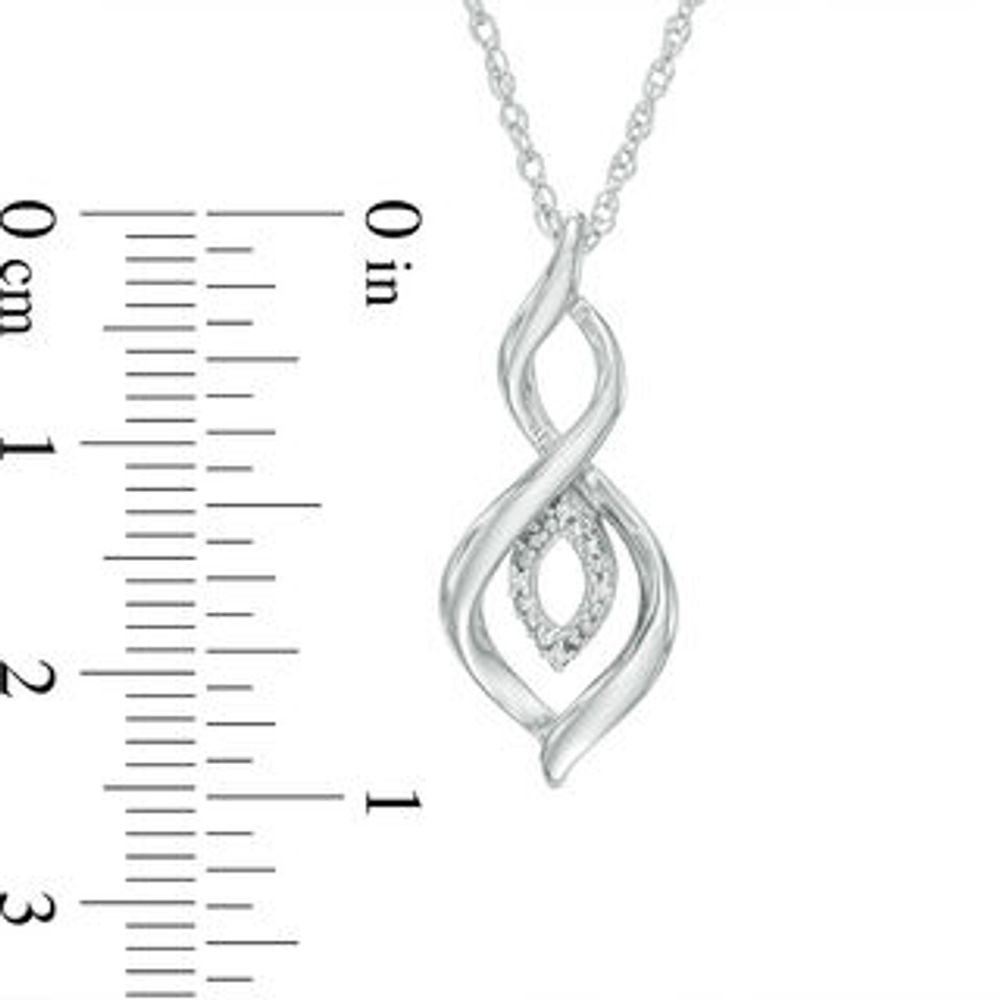 Diamond Accent Marquise Flame Twist Pendant and Drop Earrings Set in Sterling Silver|Peoples Jewellers