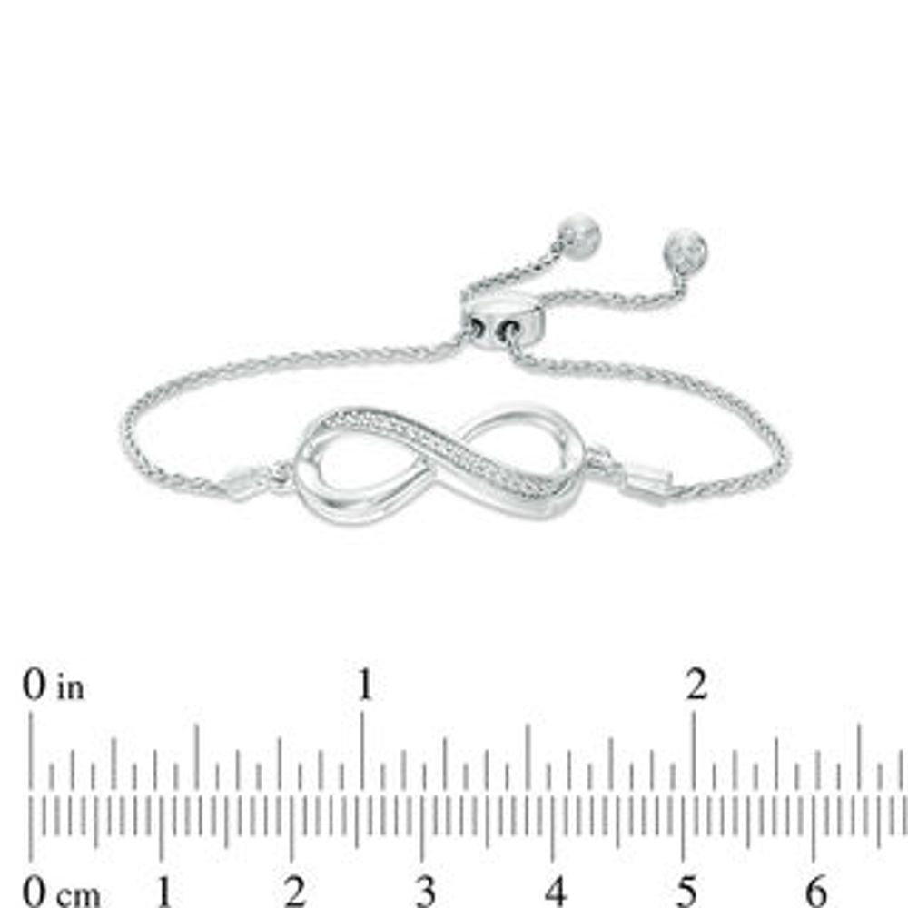 Diamond Accent Sideways Infinity Symbol Bolo Bracelet in Sterling Silver - 9.5"|Peoples Jewellers